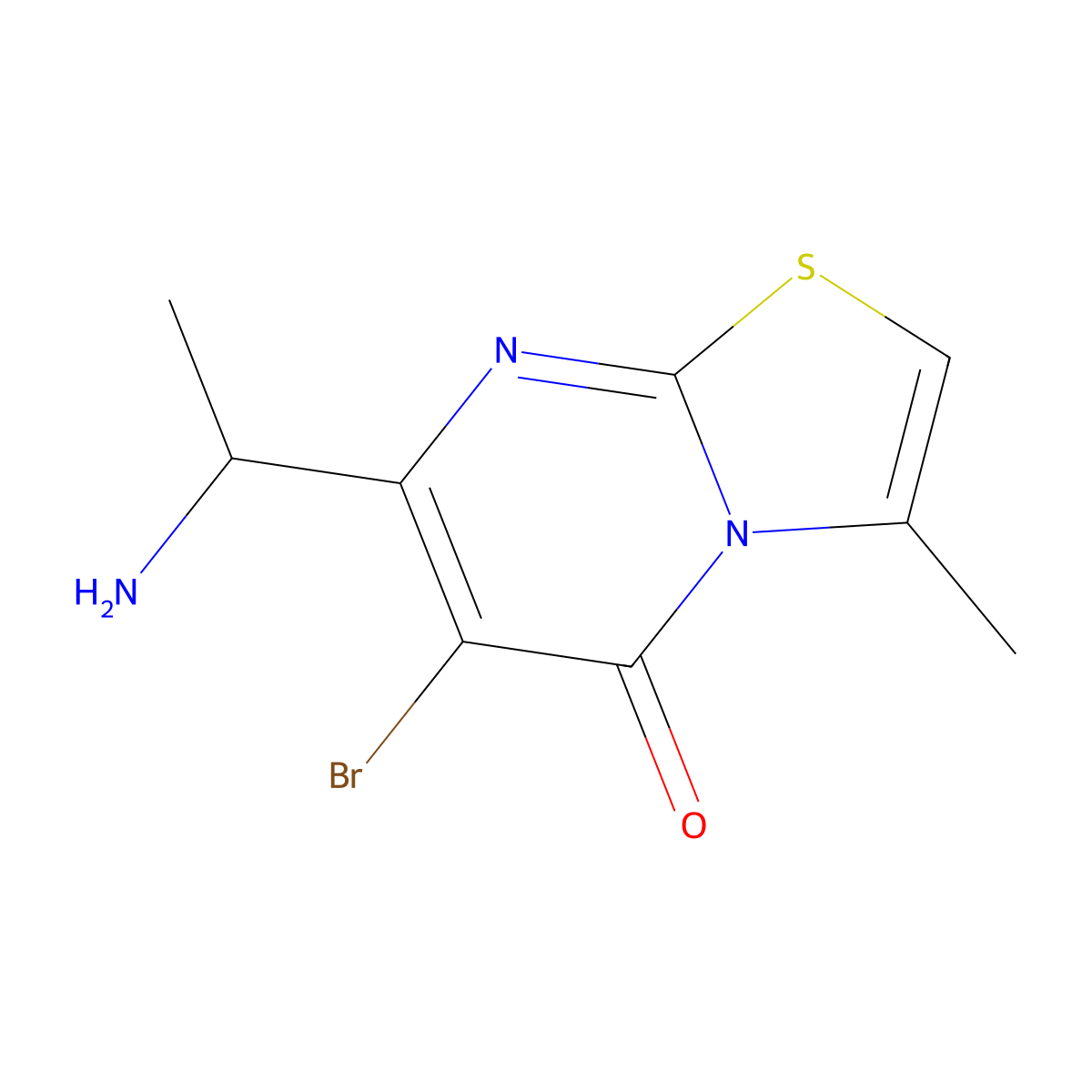 7-(1-Aminoethyl)-6-bromo-3-methyl-5H-thiazolo[3,2-a]pyrimidin-5-one molecular structure, CAS 1262441-63-3