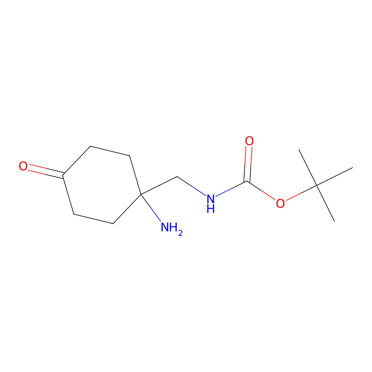 tert-butyl N-[(1-amino-4-oxocyclohexyl)methyl]carbamate molecular structure, CAS 1262484-48-9