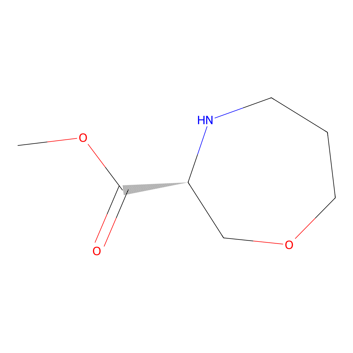 Methyl (R)-1,4-oxazepane-3-carboxylate molecular structure, CAS 1262484-64-9