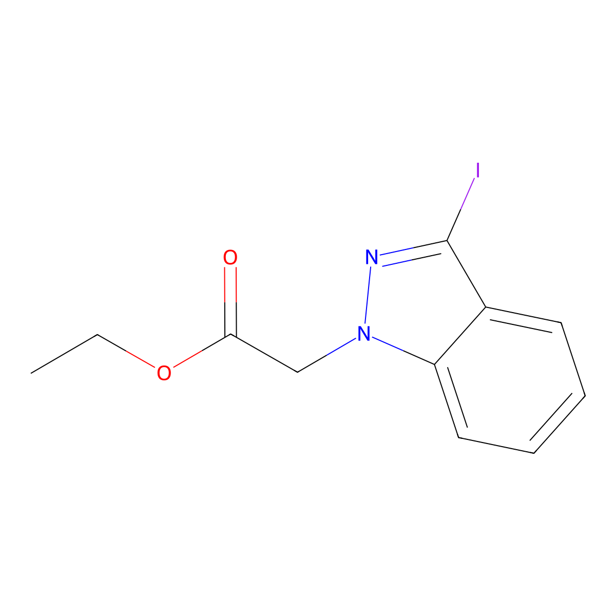 ethyl 2-(3-iodo-1H-indazol-1-yl)acetate molecular structure, CAS 1262500-86-6