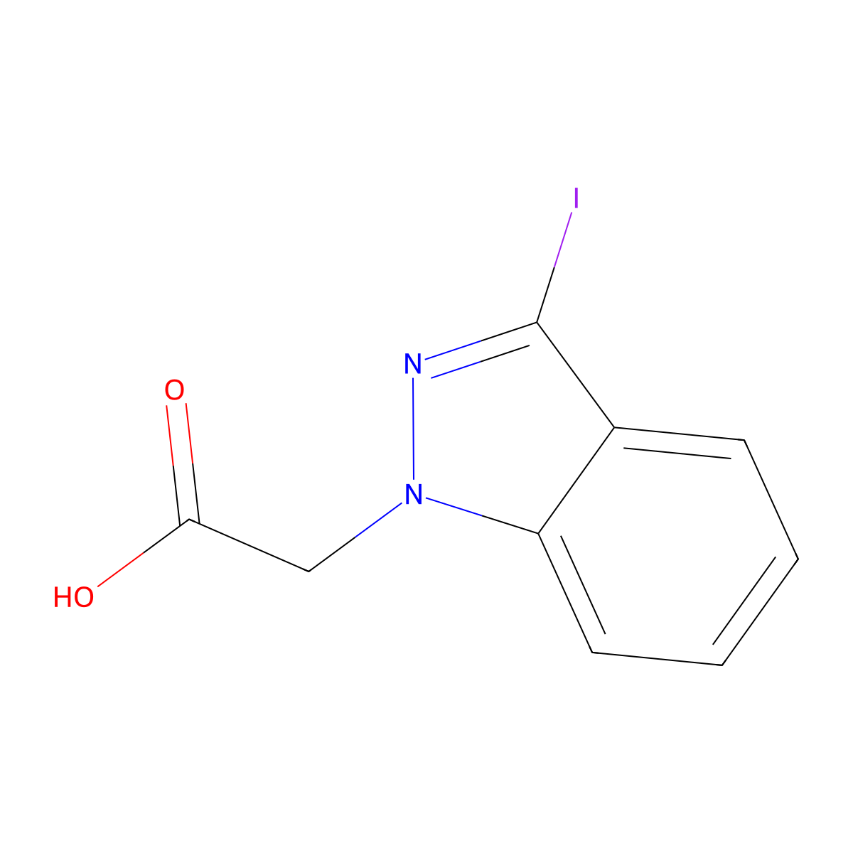 2-(3-Iodo-1H-indazol-1-yl)acetic acid molecular structure, CAS 1262500-94-6