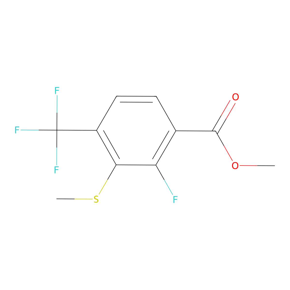 Methyl 2-fluoro-3-(methylthio)-4-(trifluoromethyl)benzoate molecular structure, CAS 1262515-31-0