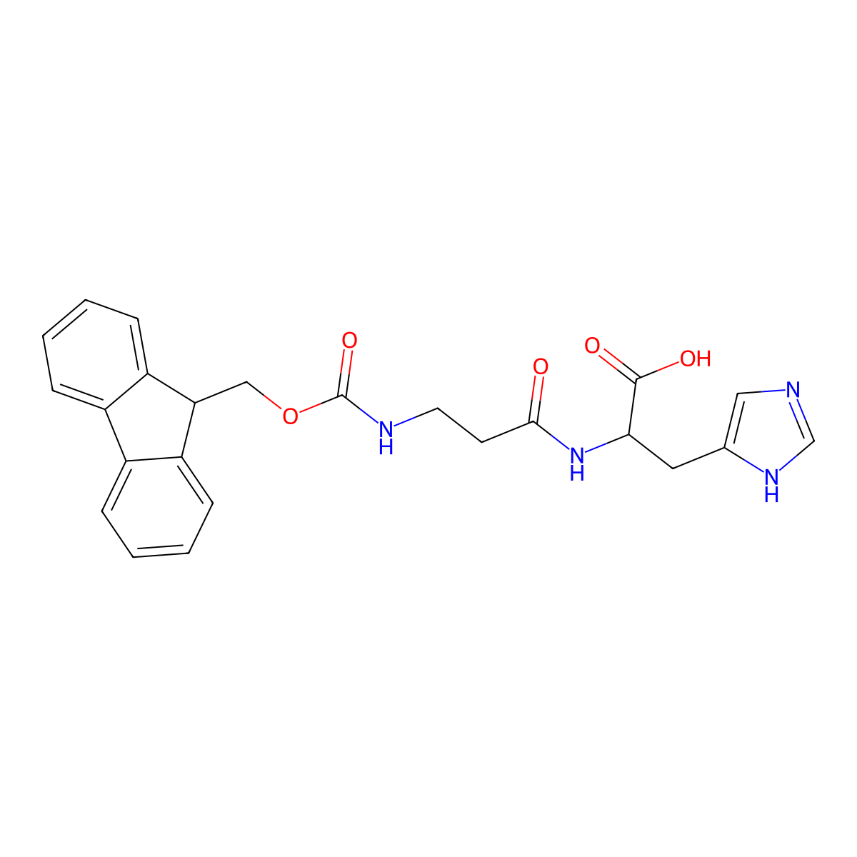 (2S)-2-[3-({[(9H-fluoren-9-yl)methoxy]carbonyl}amino)propanamido]-3-(1H-imidazol-4-yl)propanoic acid molecular structure, CAS 1262517-67-8