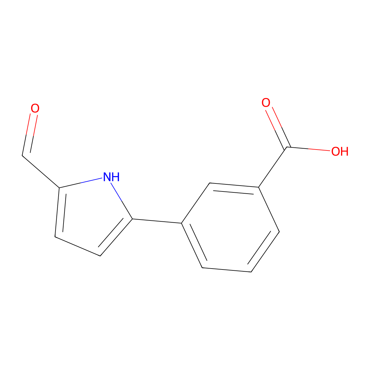 3-(5-formyl-1H-pyrrol-2-yl)benzoic acid molecular structure, CAS 1262519-06-1