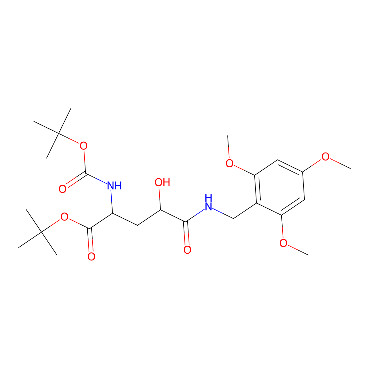(2S,4S)-tert-butyl 2-((tert-butoxycarbonyl)amino)-4-hydroxy-5-oxo-5-((2,4,6-trimethoxybenzyl)amino)pentanoate molecular structure, CAS 1262523-62-5