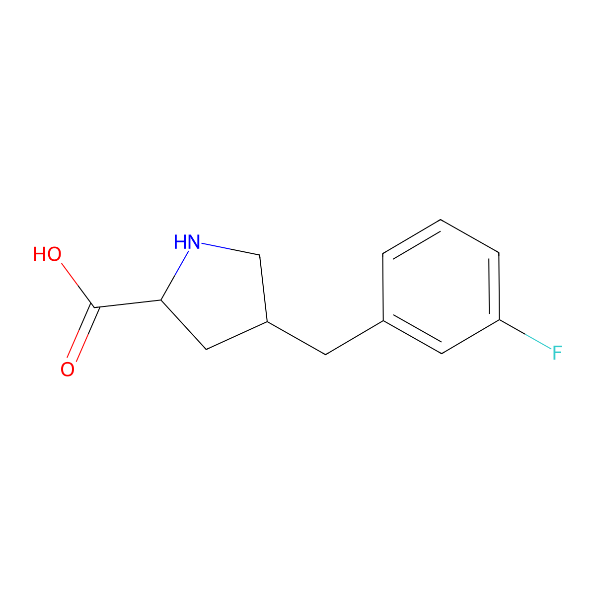 (2S,4R)-4-(3-Fluorobenzyl)pyrrolidine-2-carboxylic acid molecular structure, CAS 1262526-44-2