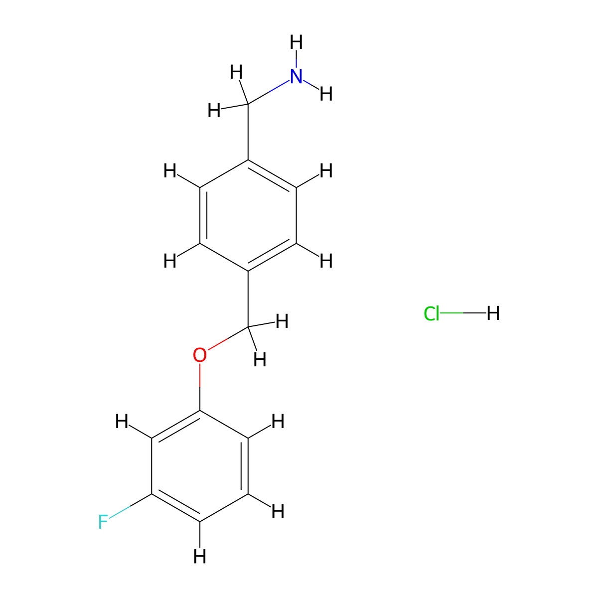 {4-[(3-Fluorophenoxy)methyl]phenyl}methanamine hydrochloride molecular structure, CAS 1262534-81-5