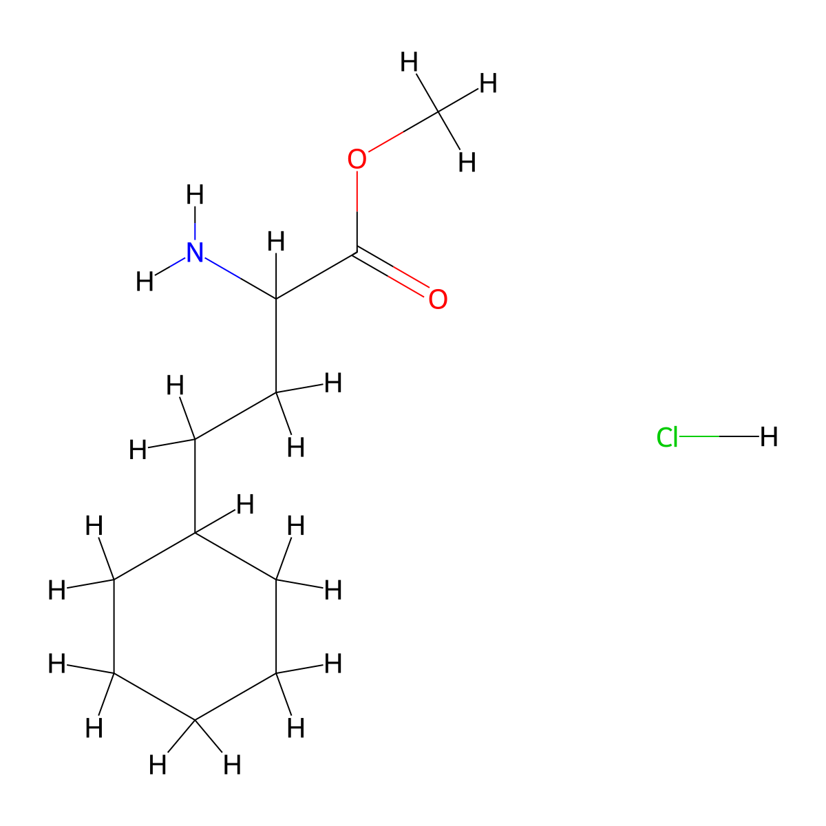 Methyl 2-amino-4-cyclohexylbutanoate hydrochloride molecular structure, CAS 1262538-19-1