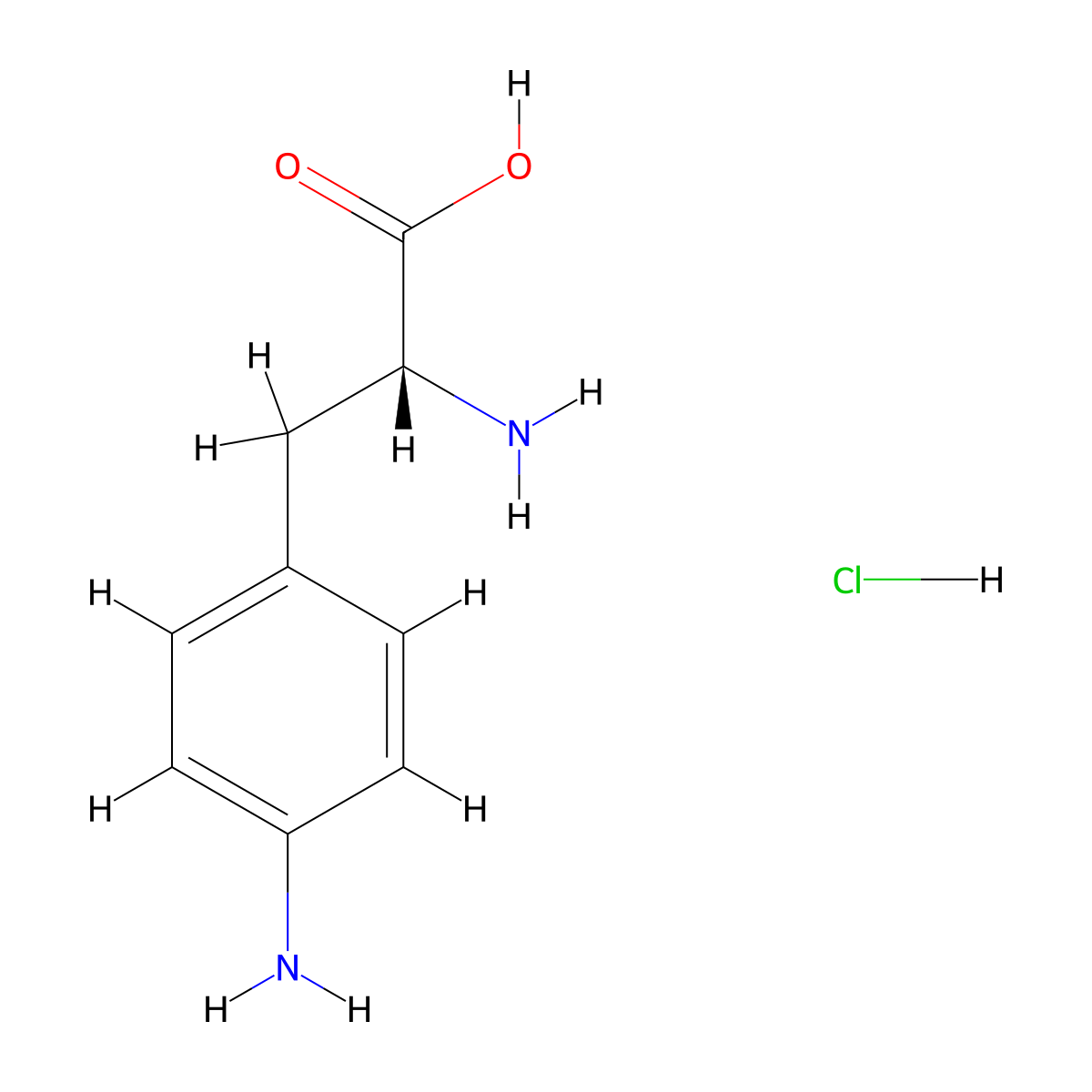 p-Amino-D-phenylalanine hydrochloride molecular structure, CAS 126257-07-6
