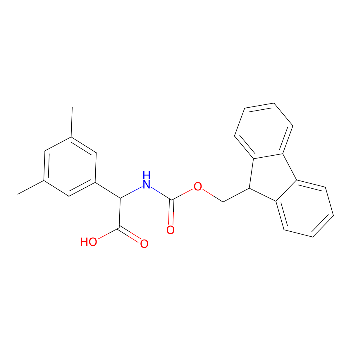 2-(3,5-dimethylphenyl)-2-((((9H-fluoren-9-yl)methoxy)carbonyl)amino)acetic acid molecular structure, CAS 1262629-25-3