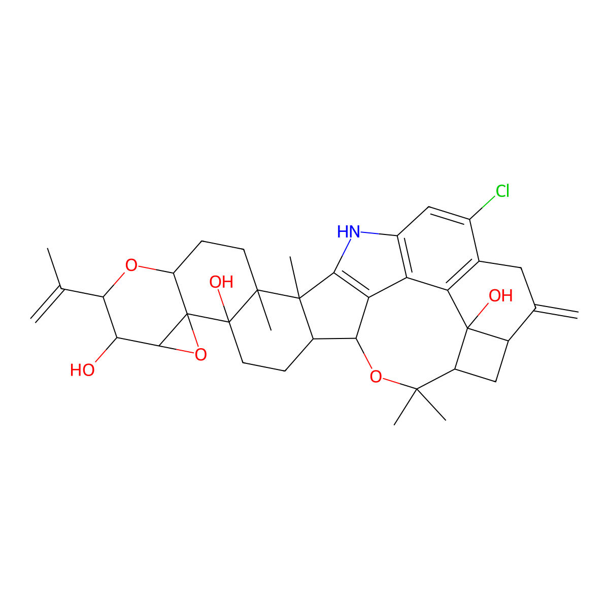 Penitrem A molecular structure, CAS 12627-35-9