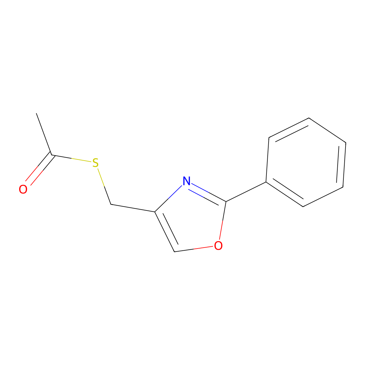 1-{[(2-Phenyl-1,3-oxazol-4-yl)methyl]sulfanyl}ethan-1-one molecular structure, CAS 126271-50-9