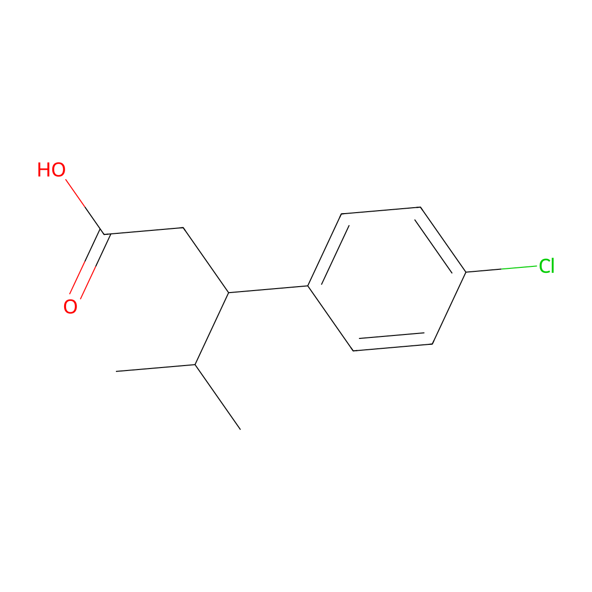 3-(4-Chlorophenyl)-4-methylpentanoic acid molecular structure, CAS 126275-16-9