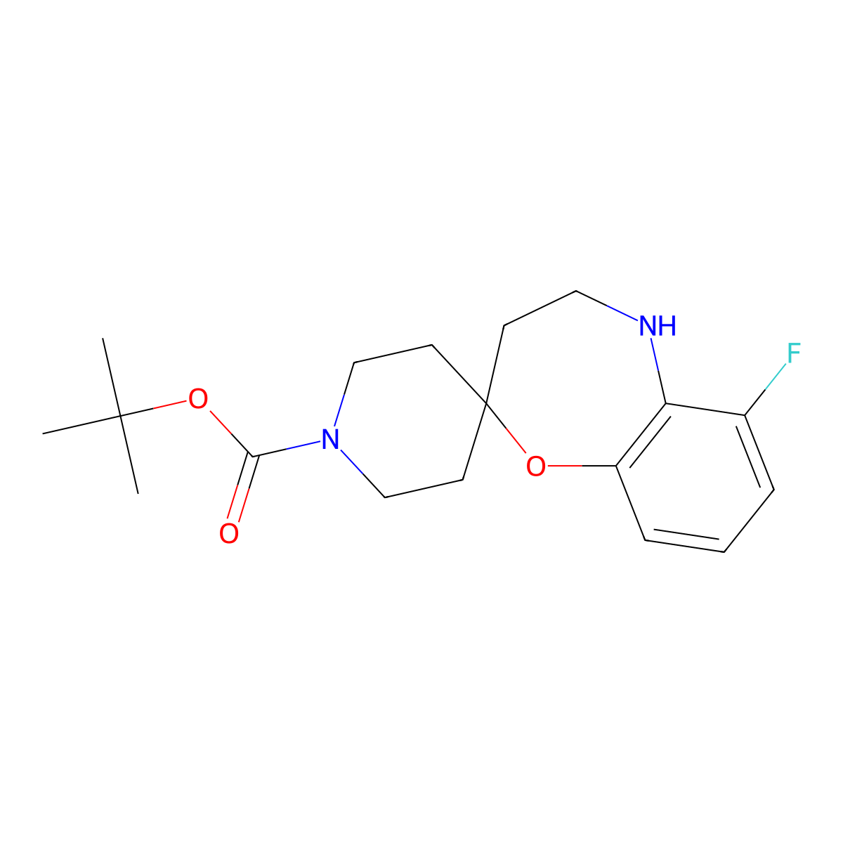 Tert-butyl 6-fluoro-4,5-dihydro-3H-spiro[1,5-benzoxazepine-2,4'-piperidine]-1'-carboxylate molecular structure, CAS 1262757-33-4