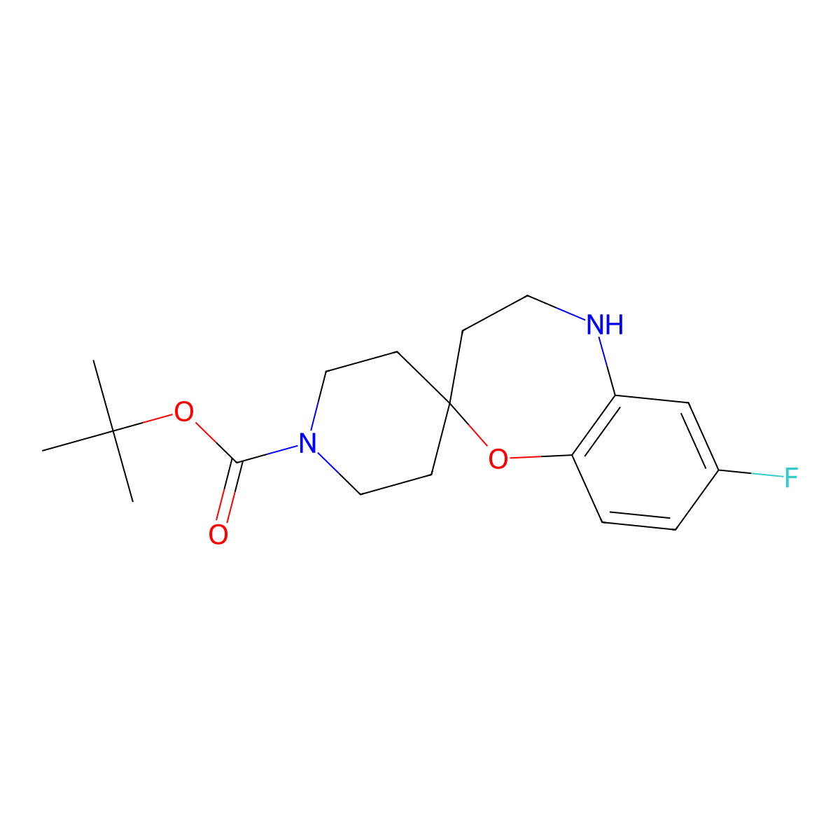 Tert-butyl 7-fluoro-4,5-dihydro-3H-spiro[benzo[B][1,4]oxazepine-2,4'-piperidine]-1'-carboxylate molecular structure, CAS 1262757-35-6