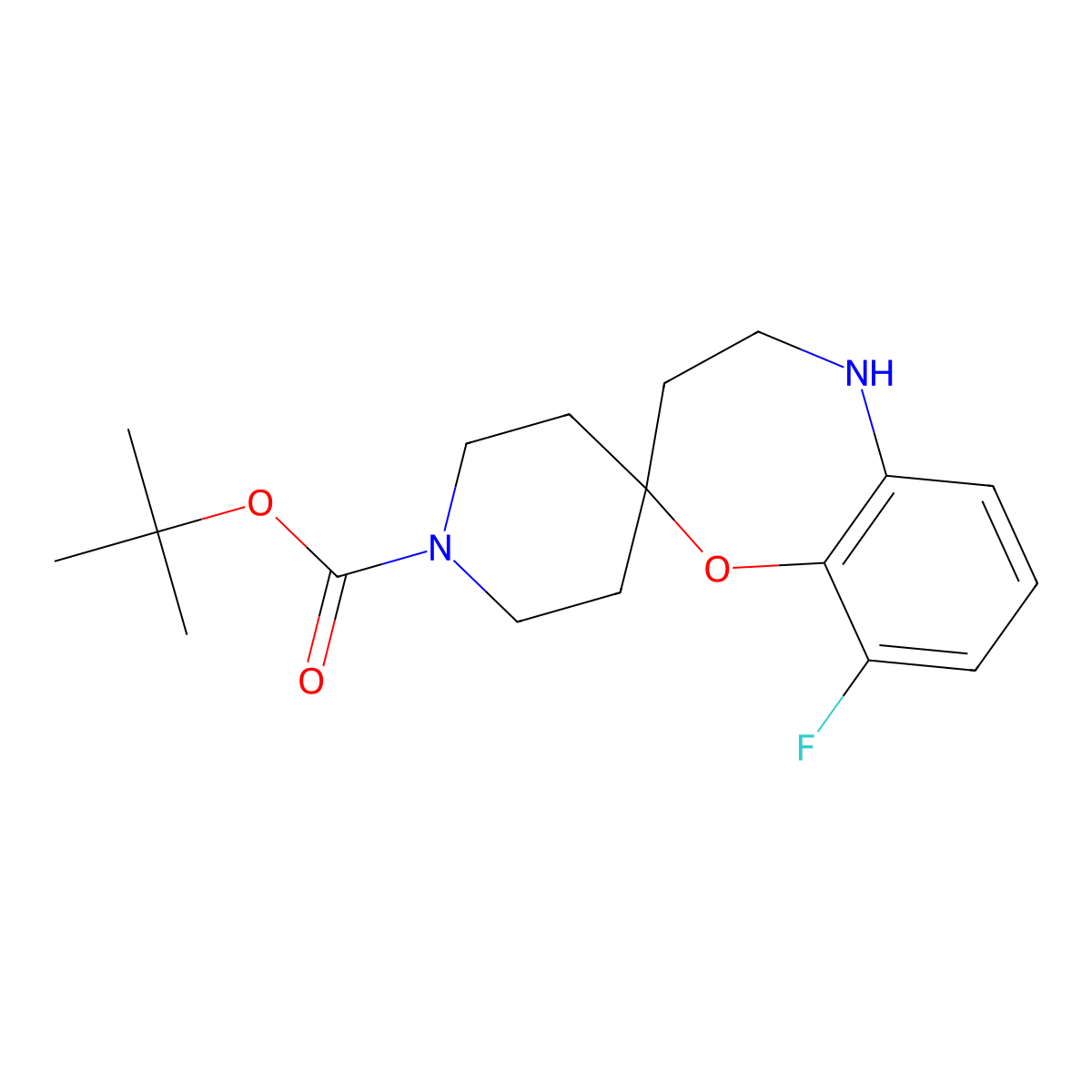 Tert-butyl 9-fluoro-4,5-dihydro-3H-spiro[1,5-benzoxazepine-2,4'-piperidine]-1'-carboxylate molecular structure, CAS 1262757-36-7