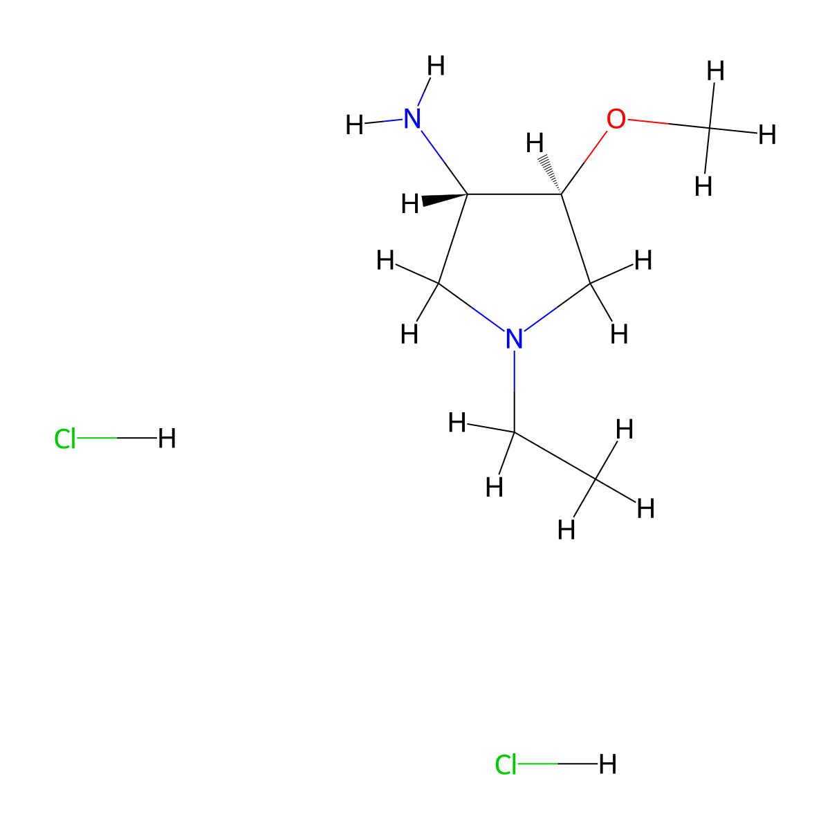 Trans-1-Ethyl-4-Methoxy-3-Pyrrolidinamine Dihydrochloride molecular structure, CAS 1262769-40-3