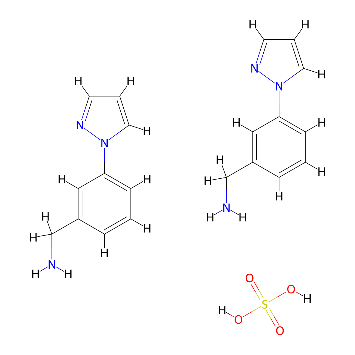 1-[3-(1h-Pyrazol-1-yl)phenyl]methanamine hemisulfate molecular structure, CAS 1262769-59-4