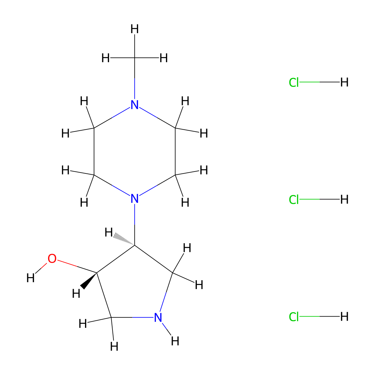 trans-4-(4-Methyl-1-piperazinyl)-3-pyrrolidinol trihydrochloride molecular structure, CAS 1262769-85-6