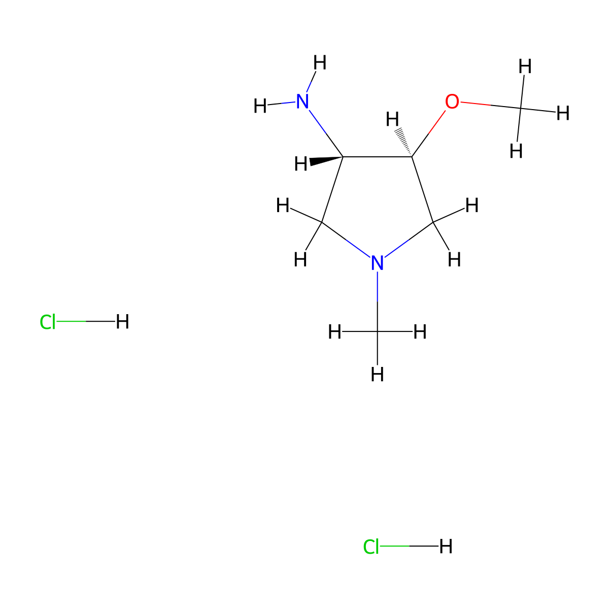 trans-4-Methoxy-1-methyl-3-pyrrolidinamine dihydrochloride molecular structure, CAS 1262769-88-9
