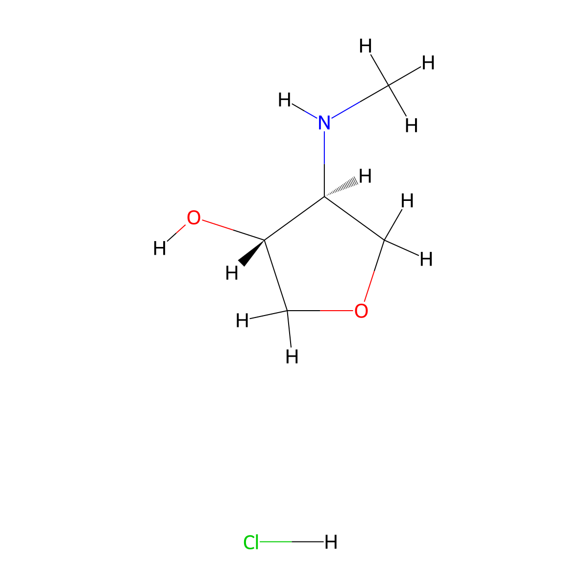 trans-4-(Methylamino)tetrahydro-3-furanol hydrochloride molecular structure, CAS 1262769-93-6