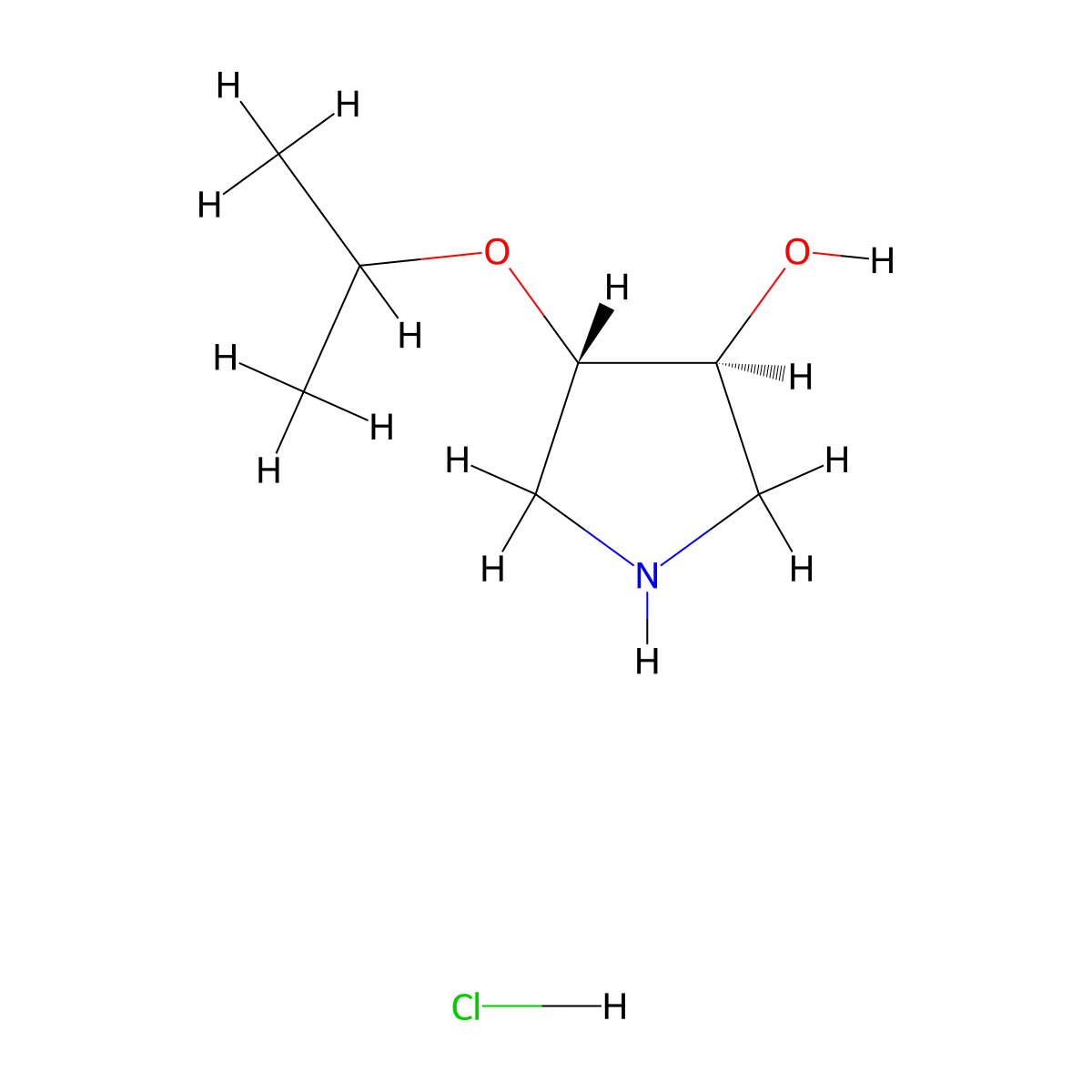 trans-4-Isopropoxy-3-pyrrolidinol hydrochloride molecular structure, CAS 1262769-95-8