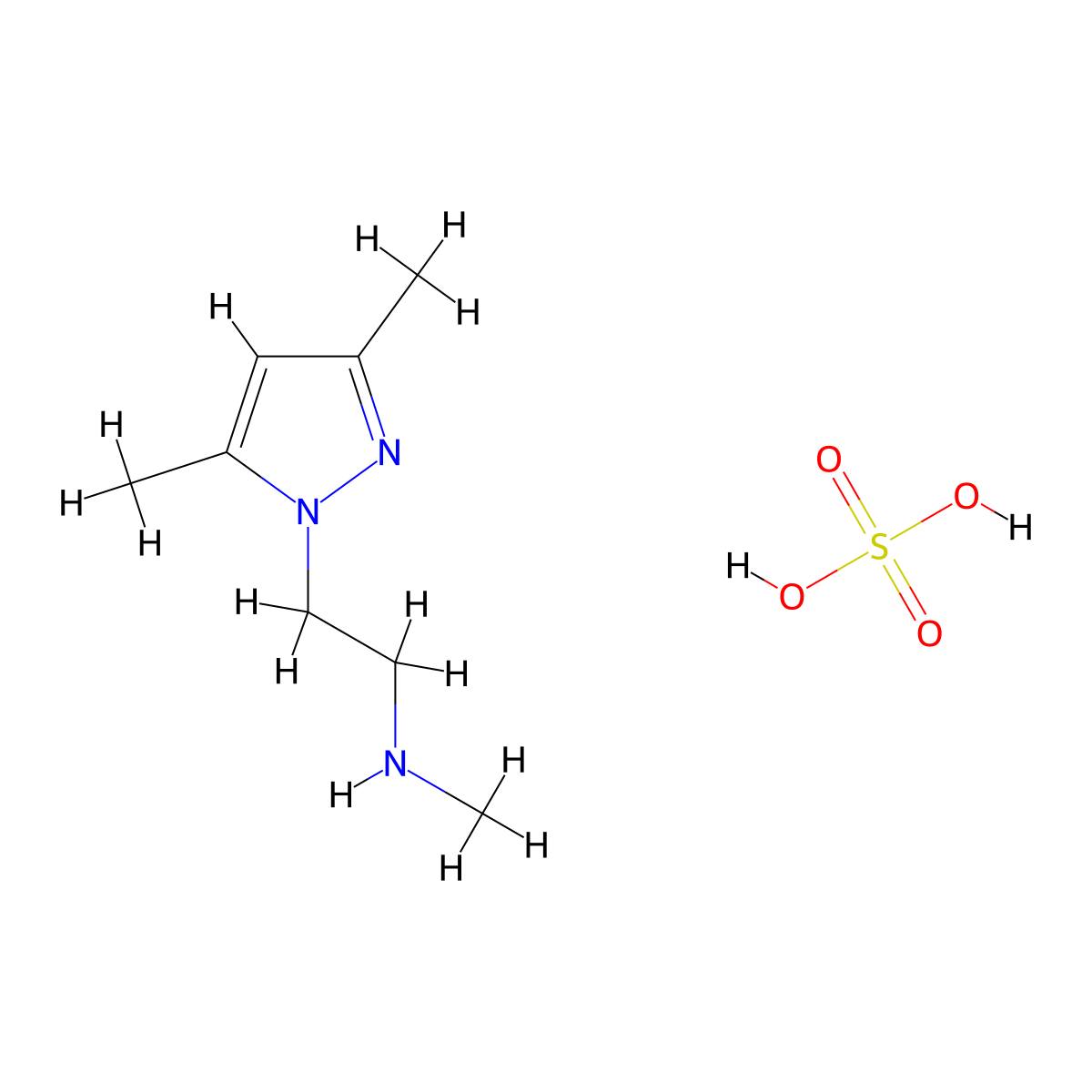 [2-(3,5-dimethyl-1H-pyrazol-1-yl)ethyl]methylamine sulfate molecular structure, CAS 1262770-79-5