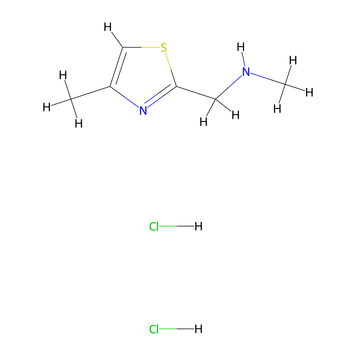 N-Methyl-1-(4-methyl-1,3-thiazol-2-yl)methanamine dihydrochloride molecular structure, CAS 1262771-15-2