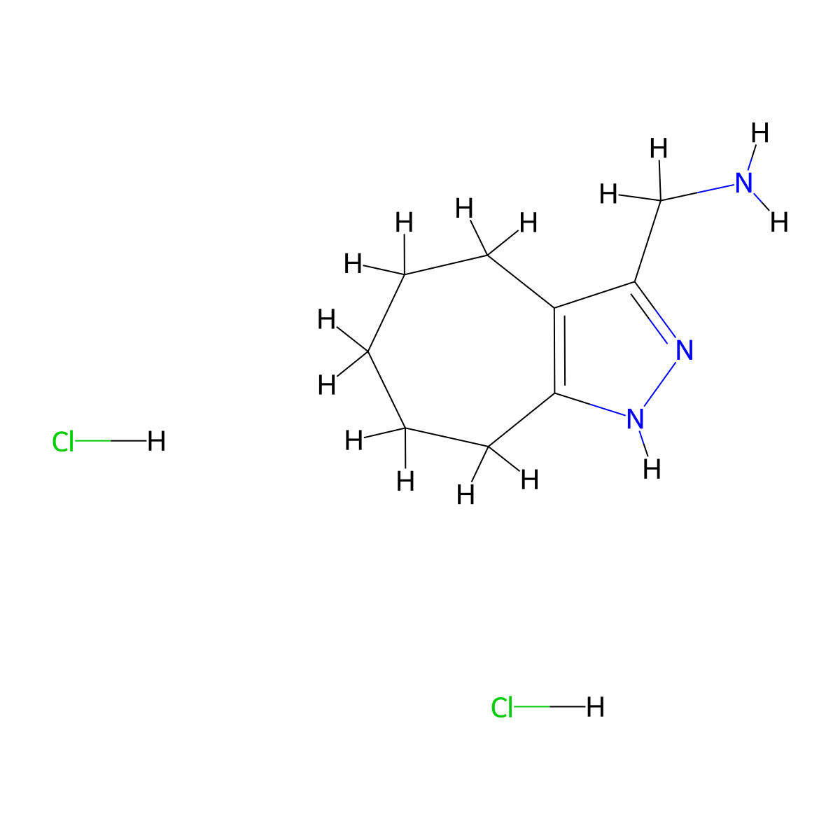 (1,4,5,6,7,8-Hexahydrocyclohepta[c]pyrazol-3-ylmethyl)amine dihydrochloride molecular structure, CAS 1262771-70-9