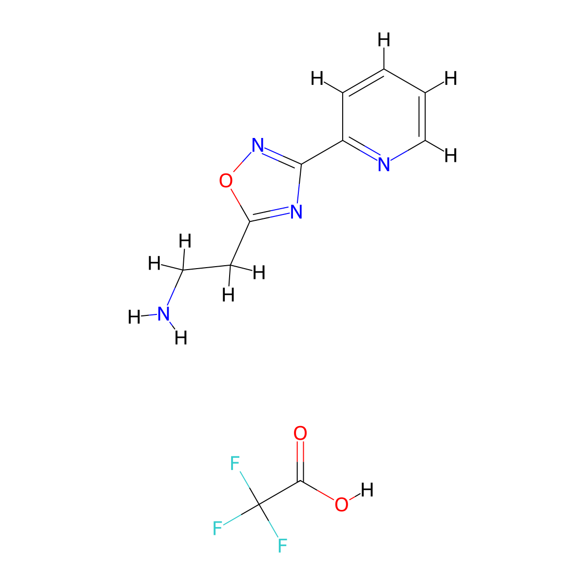 {2-[3-(2-Pyridinyl)-1,2,4-oxadiazol-5-yl]ethyl}amine trifluoroacetate molecular structure, CAS 1262771-83-4
