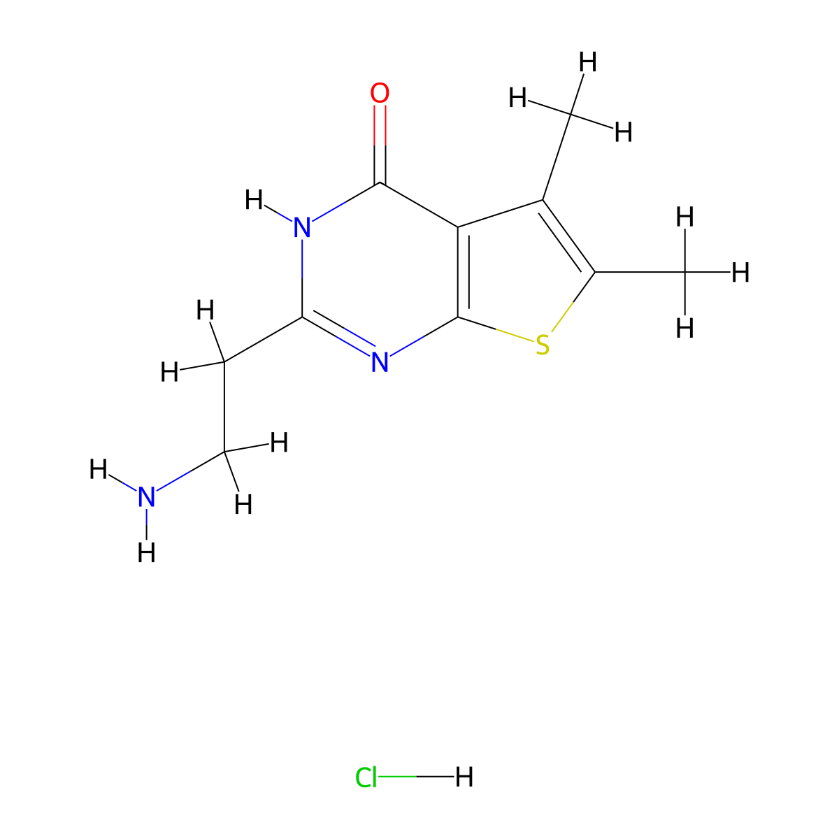 2-(2-Aminoethyl)-5,6-dimethylthieno[2,3-d]pyrimidin-4(3H)-one hydrochloride molecular structure, CAS 1262773-55-6