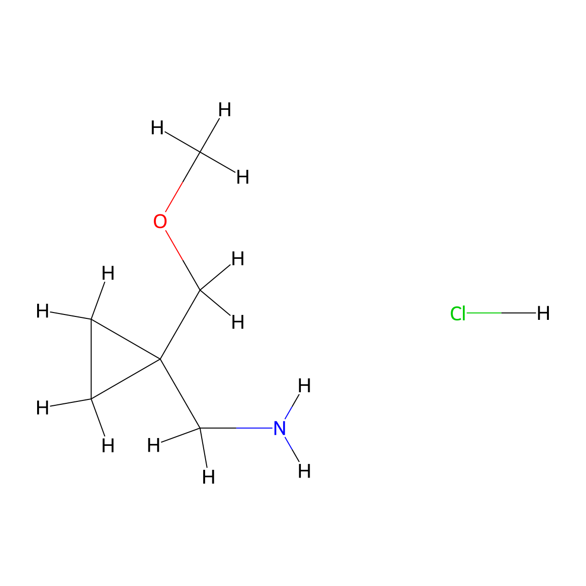1-[1-(Methoxymethyl)cyclopropyl]methanamine hydrochloride molecular structure, CAS 1262774-16-2