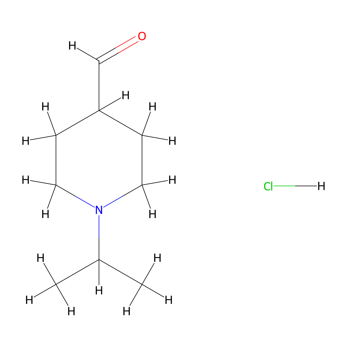 1-Isopropyl-4-piperidinecarbaldehyde hydrochloride molecular structure, CAS 1262774-50-4