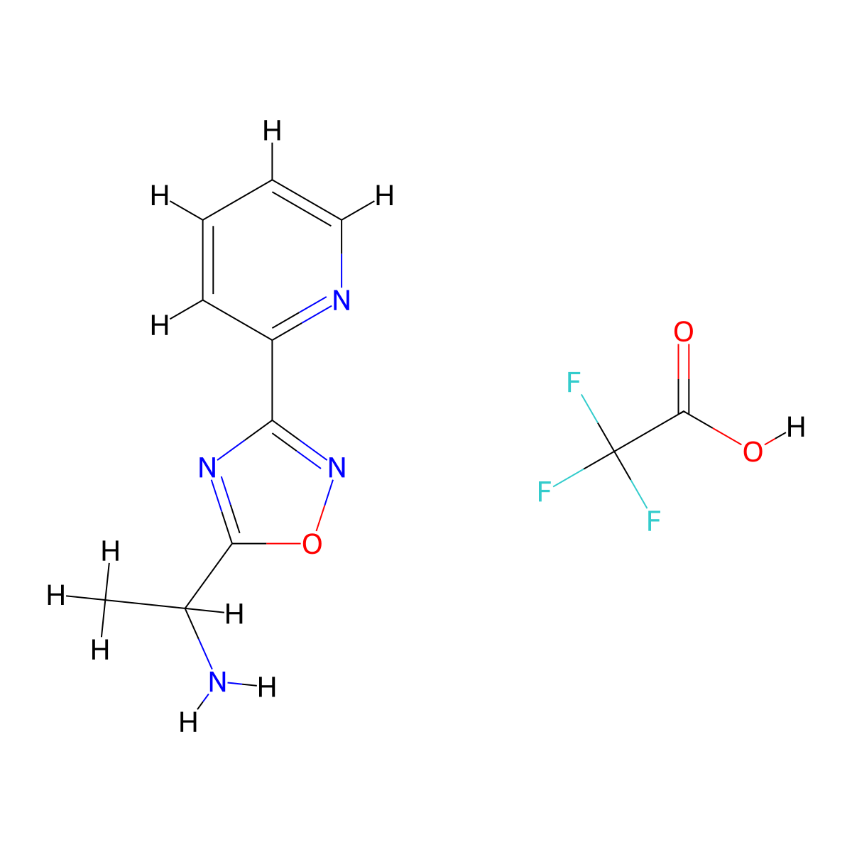 {1-[3-(2-Pyridinyl)-1,2,4-oxadiazol-5-yl]ethyl}amine trifluoroacetate molecular structure, CAS 1262774-59-3