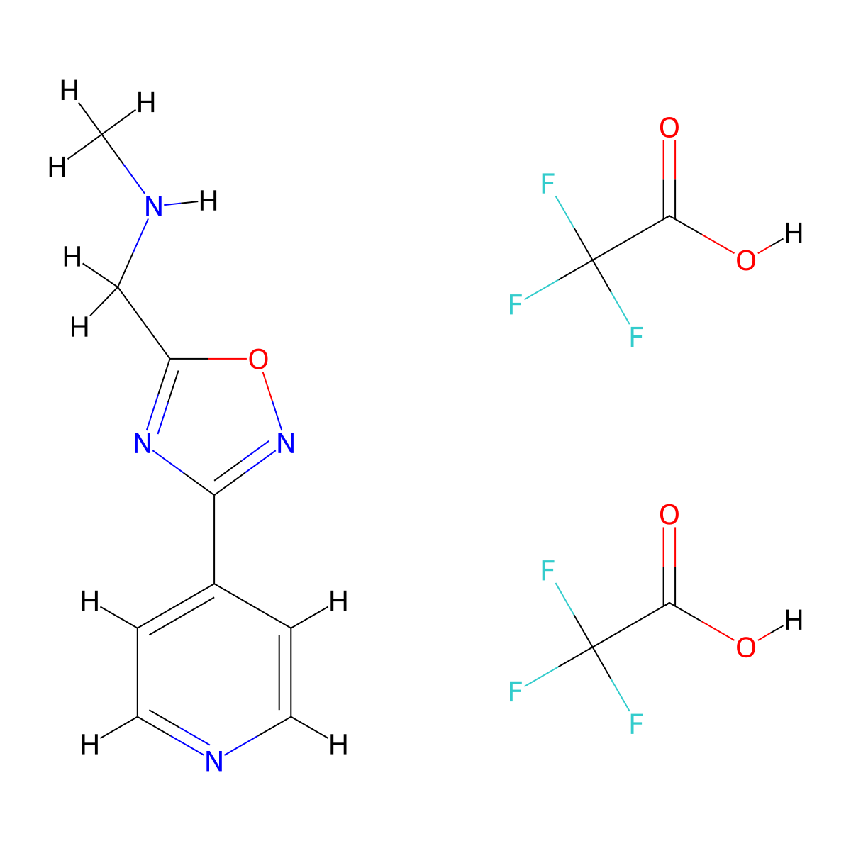N-methyl-1-[3-(4-pyridinyl)-1,2,4-oxadiazol-5-yl]methanamine bis(trifluoroacetate) molecular structure, CAS 1262774-62-8