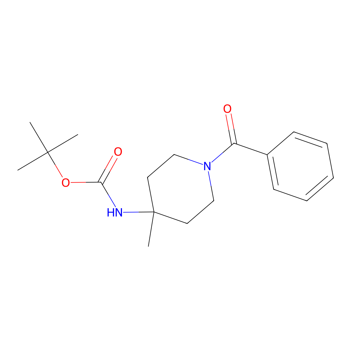 Tert-butyl (1-benzoyl-4-methylpiperidin-4-yl)carbamate molecular structure, CAS 1262787-56-3