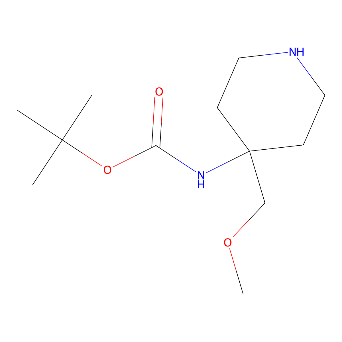 (4-Methoxymethylpiperidin-4-yl)carbamic acid tert-butyl ester molecular structure, CAS 1262787-58-5