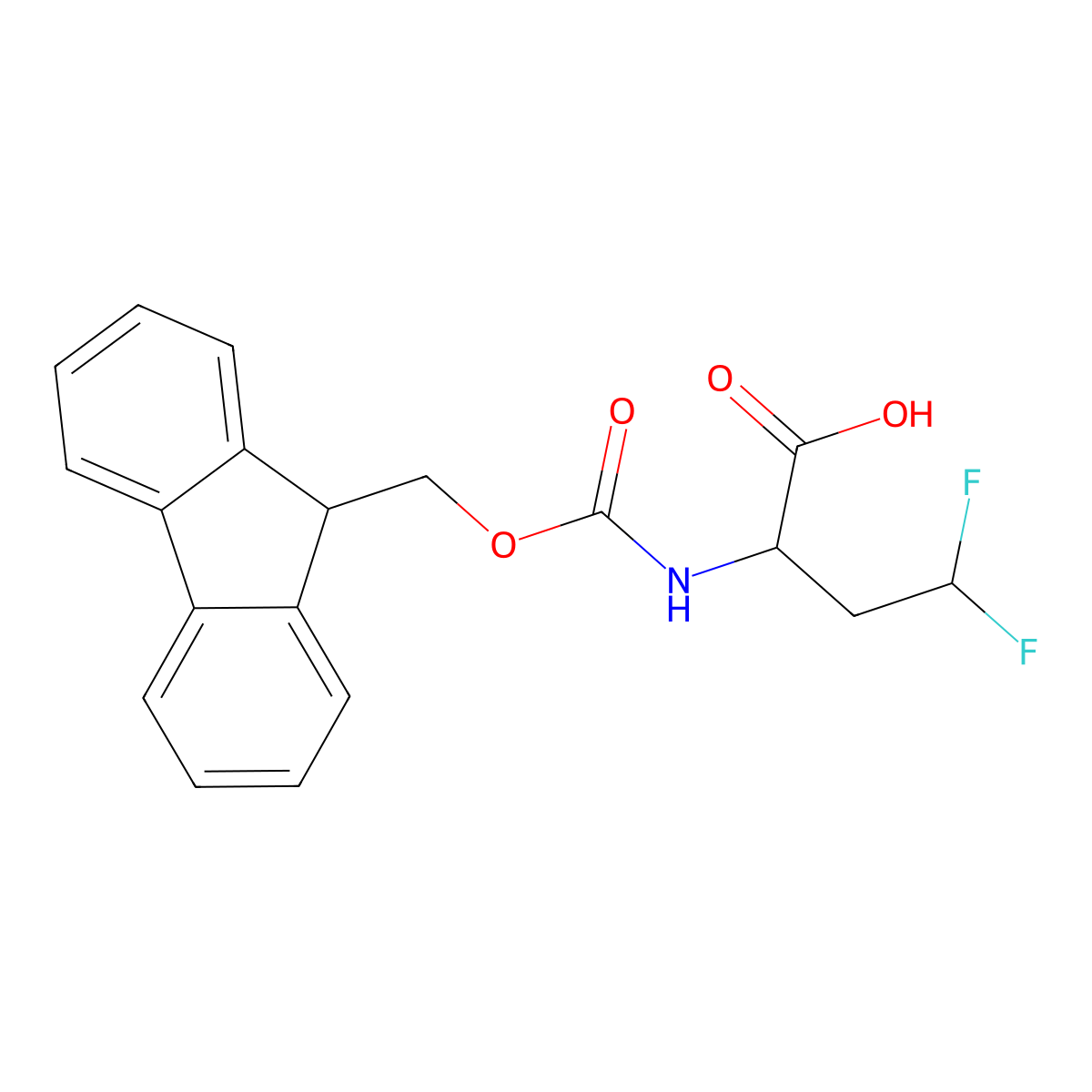 (R)-2-((((9H-Fluoren-9-yl)methoxy)carbonyl)amino)-4,4-difluorobutanoic acid molecular structure, CAS 1262802-55-0