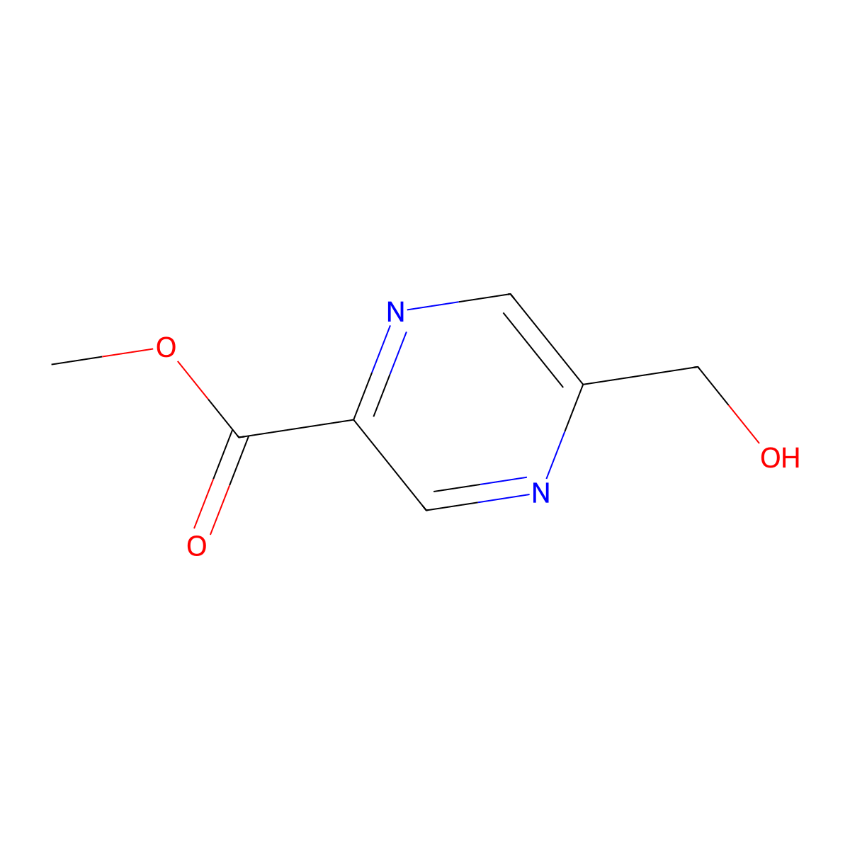 Methyl 5-(hydroxymethyl)pyrazine-2-carboxylate molecular structure, CAS 1262803-64-4
