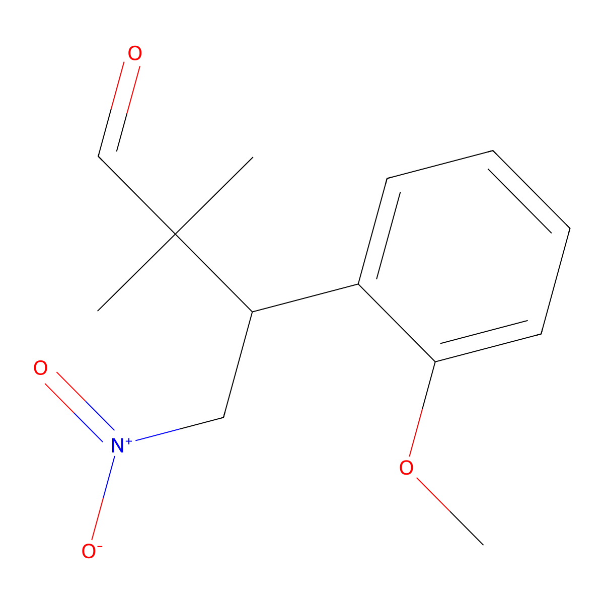 3-(2-Methoxyphenyl)-2,2-dimethyl-4-nitrobutanal molecular structure, CAS 1262832-35-8
