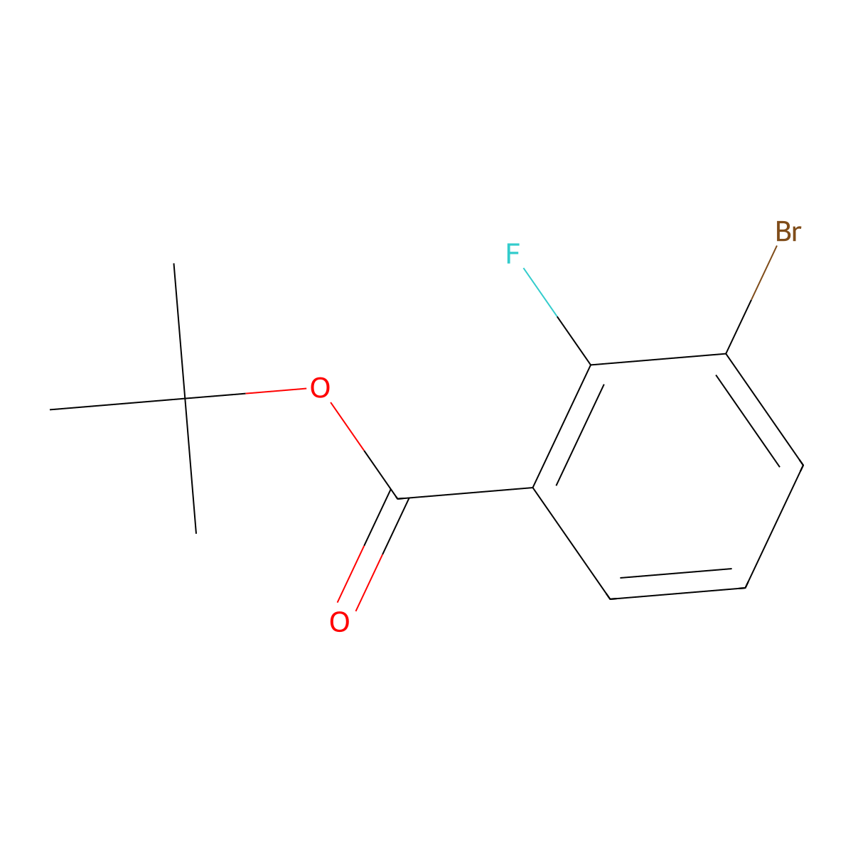 Benzoic acid, 3-bromo-2-fluoro-, 1,1-dimethylethyl ester molecular structure, CAS 1262834-58-1