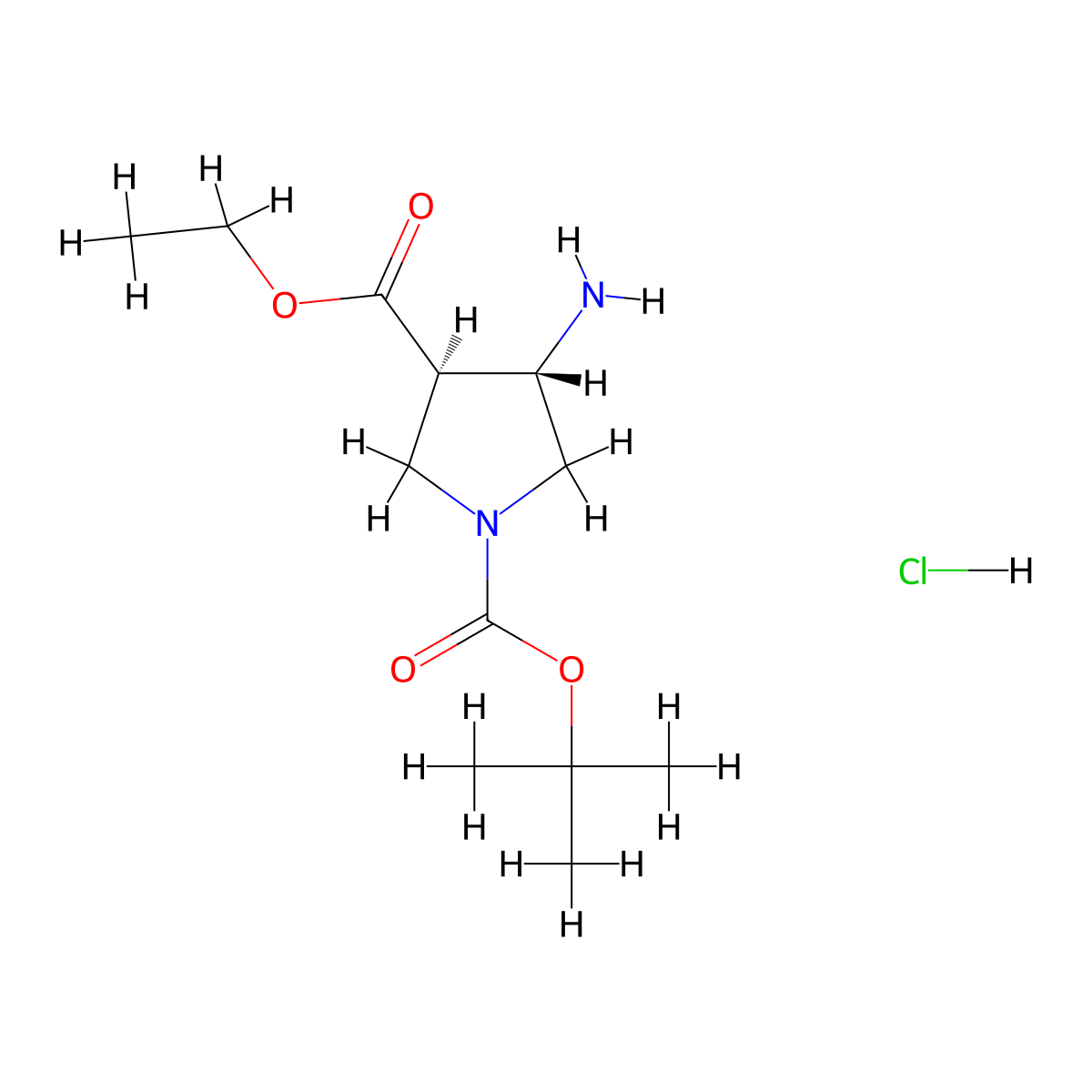 (3R,4S)-1-tert-Butyl 3-ethyl 4-aminopyrrolidine-1,3-dicarboxylate hydrochloride molecular structure, CAS 1262849-90-0