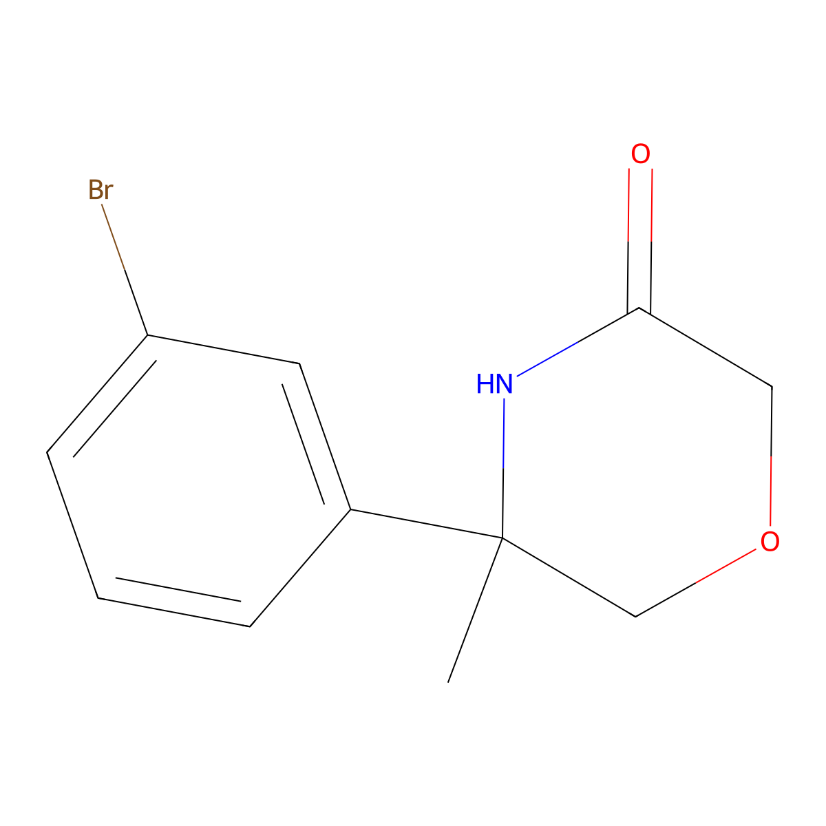 5-(3-Bromophenyl)-5-methylmorpholin-3-one molecular structure, CAS 1262858-67-2