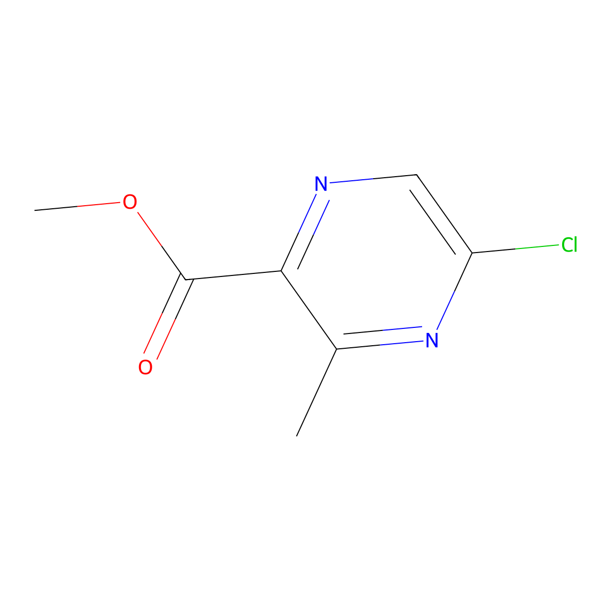 Methyl 5-chloro-3-methylpyrazine-2-carboxylate molecular structure, CAS 1262860-62-7