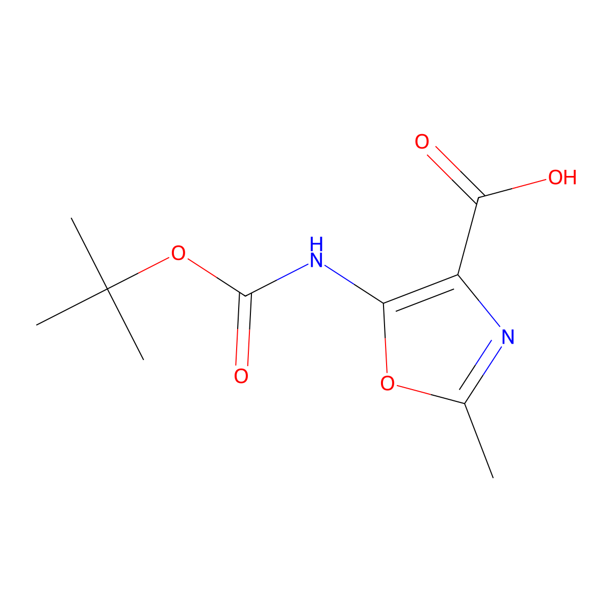 5-(((Tert-butoxy)carbonyl)amino)-2-methyl-1,3-oxazole-4-carboxylic acid molecular structure, CAS 1262860-67-2