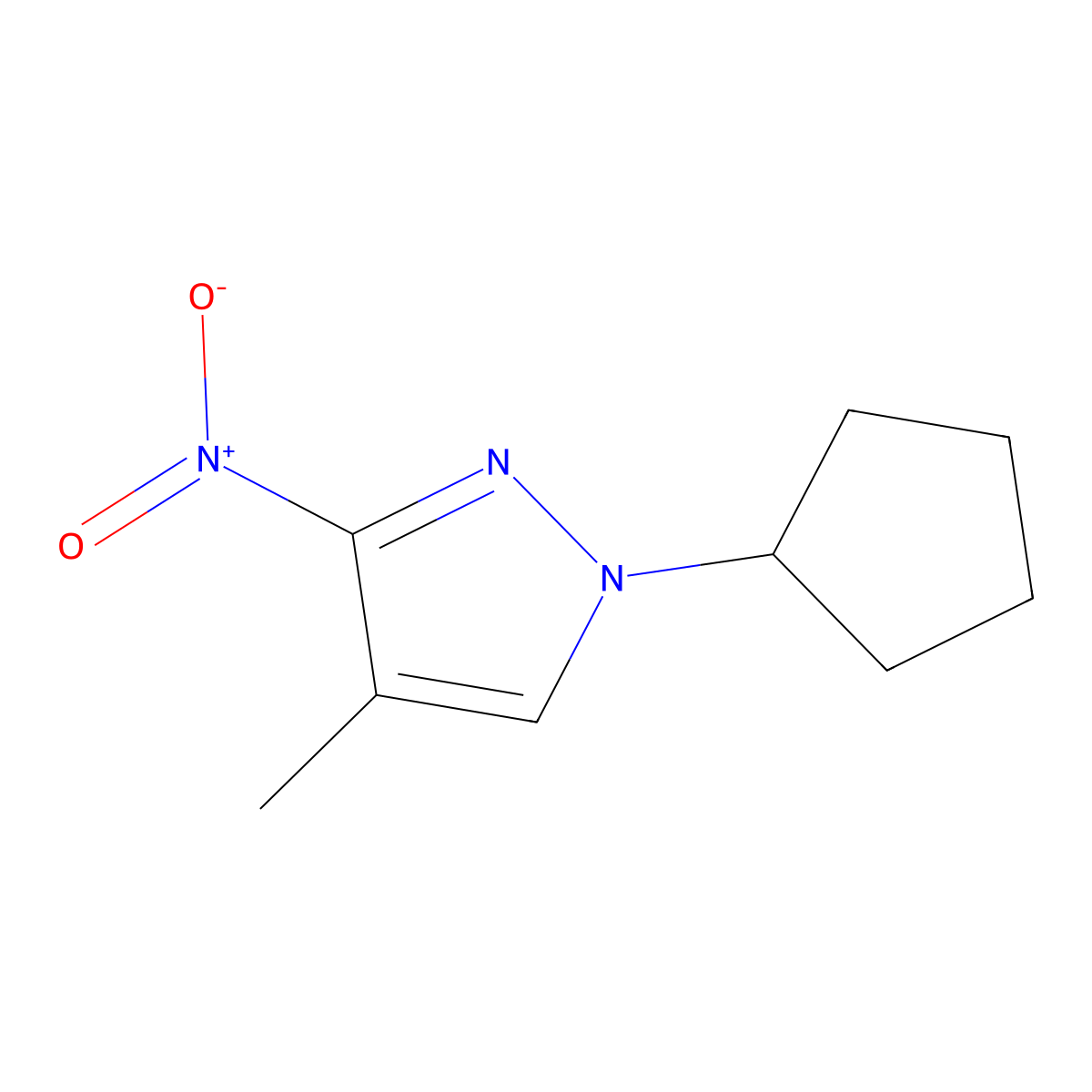 1-cyclopentyl-4-methyl-3-nitro-1H-pyrazole molecular structure, CAS 1262865-30-4