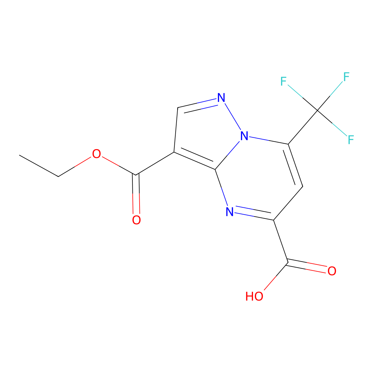 3-(Ethoxycarbonyl)-7-(trifluoromethyl)pyrazolo[1,5-a]pyrimidine-5-carboxylic acid molecular structure, CAS 1262865-31-5