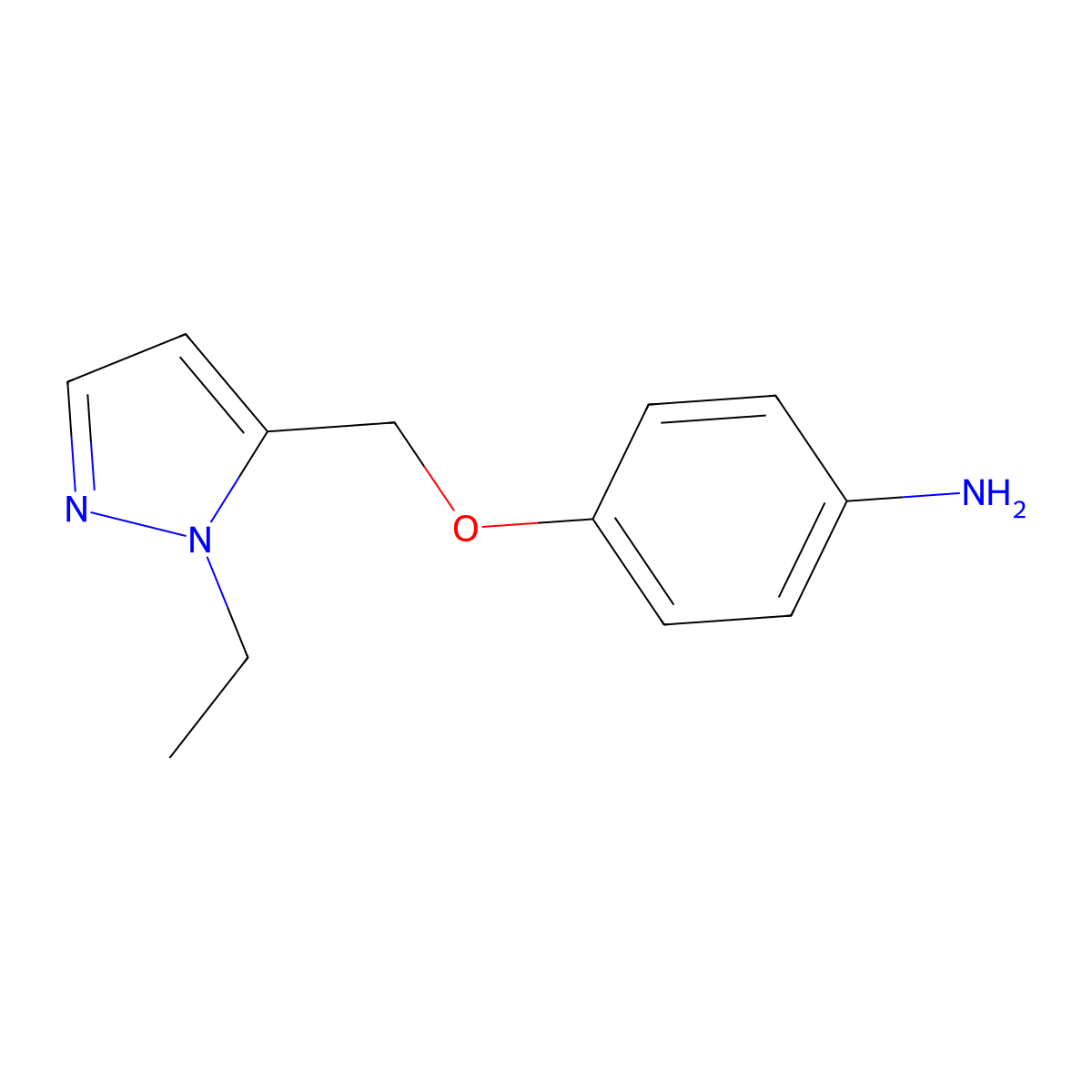 4-[(1-ethyl-1H-pyrazol-5-yl)methoxy]aniline molecular structure, CAS 1262865-33-7