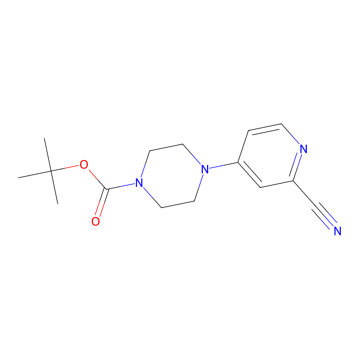 Tert-butyl 4-(2-cyanopyridin-4-yl)piperazine-1-carboxylate molecular structure, CAS 1262865-43-9