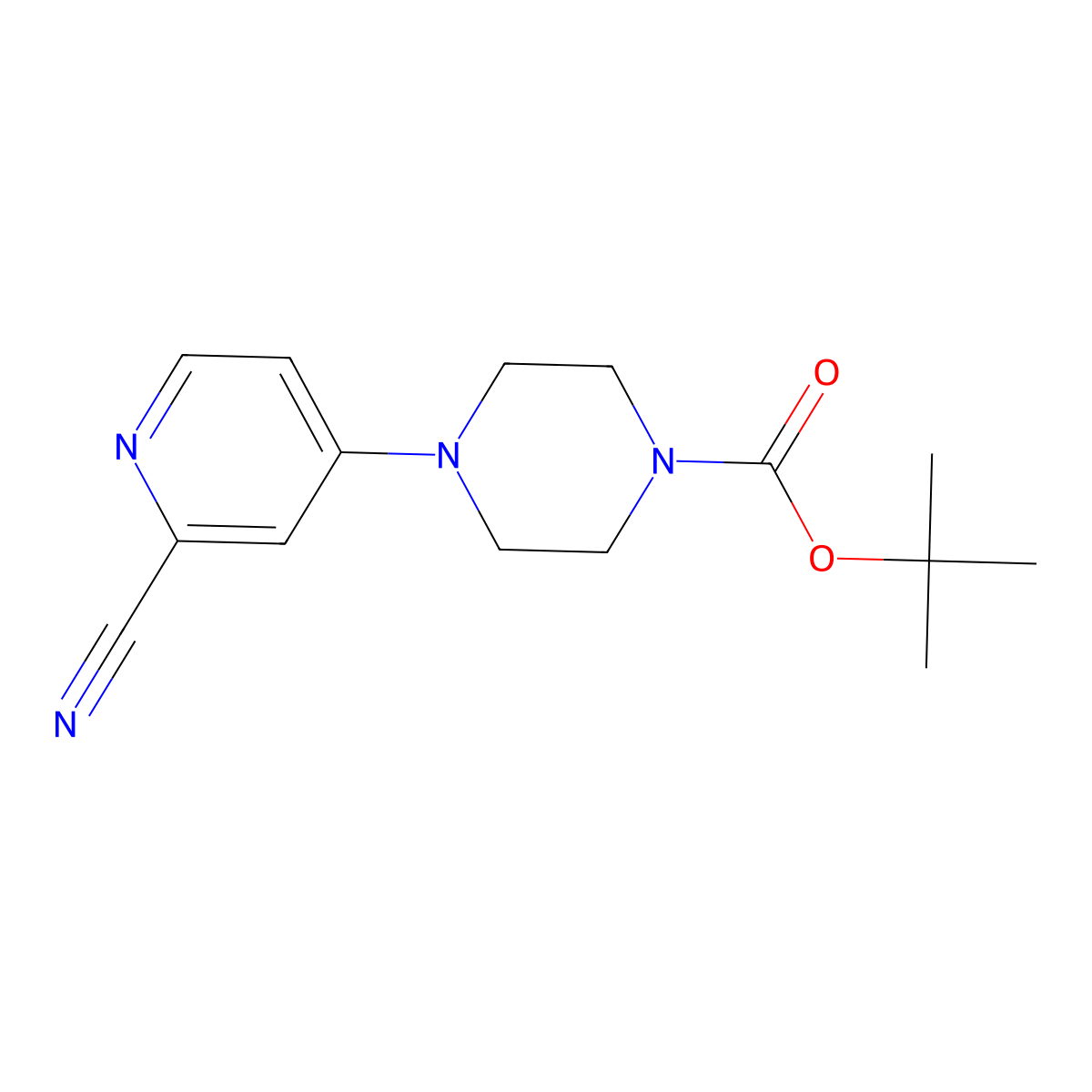 Tert-butyl 4-(2-cyanopyridin-4-yl)piperazine-1-carboxylate molecular structure, CAS 1262865-43-9